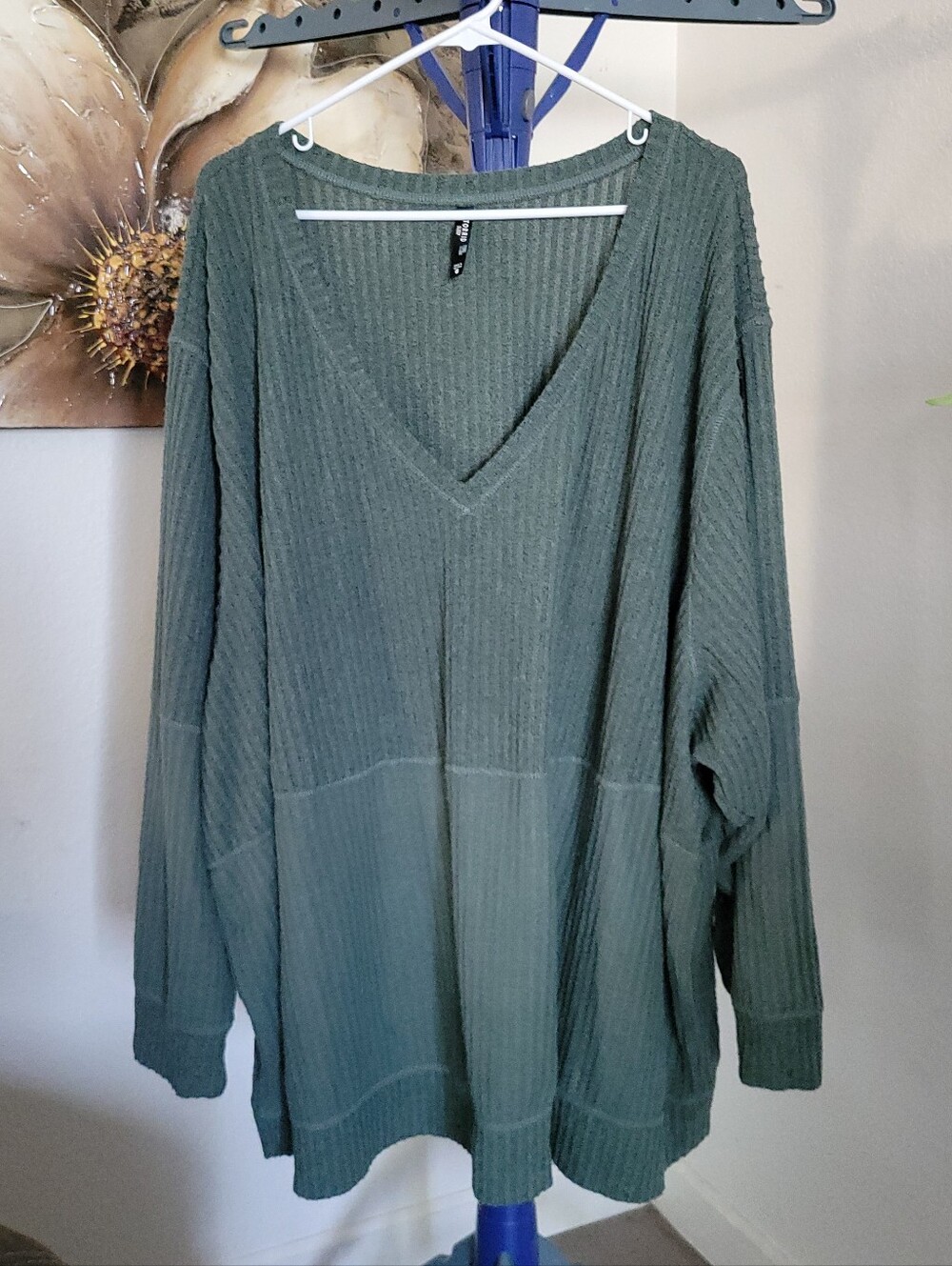 Torrid Sleep Teal Super Soft Rib Waffle V-neck Sweatshirt Size 6